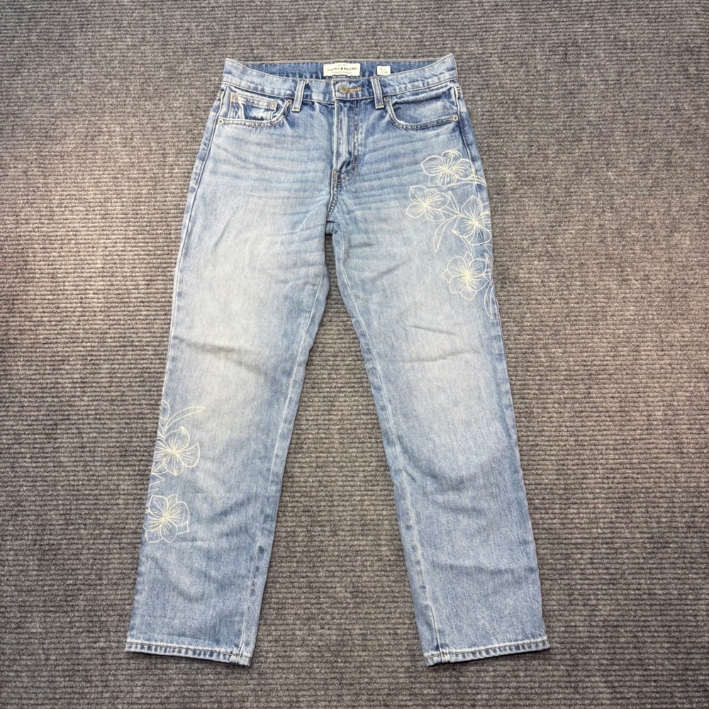 Lucky Brand Sienna Slim Boyfriend Jeans Floral Embroidered Light Wash Size 2/26